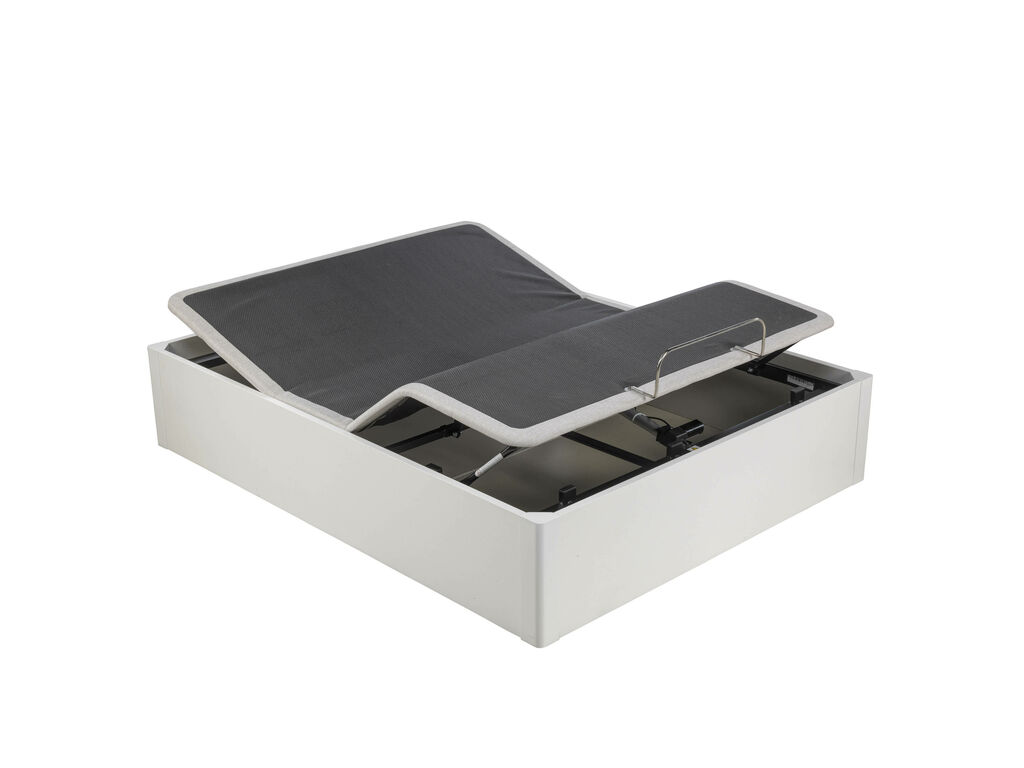 Canapé abatible de madera con base tapizada articulada de color blanco ERGODES BLANCO